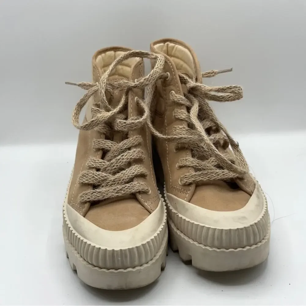 ANTHROPOLOGIE x DOLCE VITA Ociana High-Top Platform Sneaker Boots Tan Beige